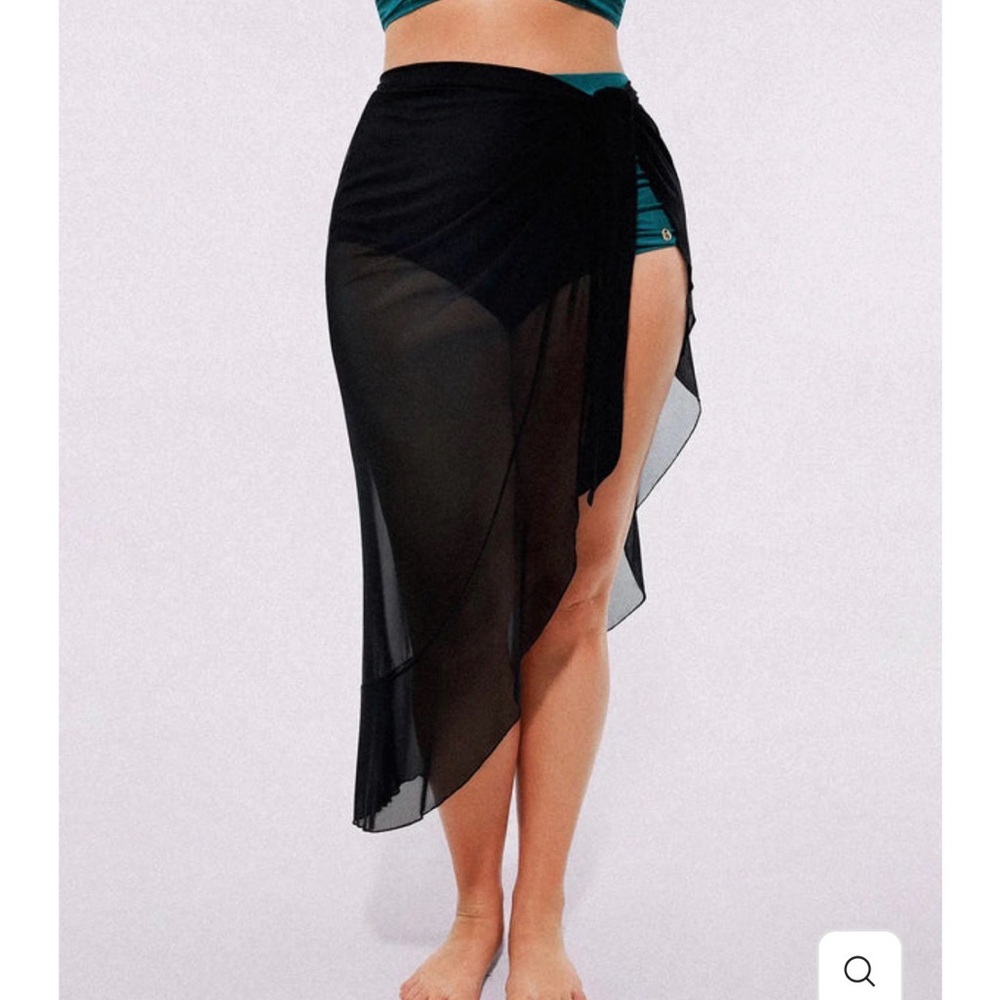 Shapellx Women's Black Sheer Sarong Cover-Up Plus Size One Size NWT